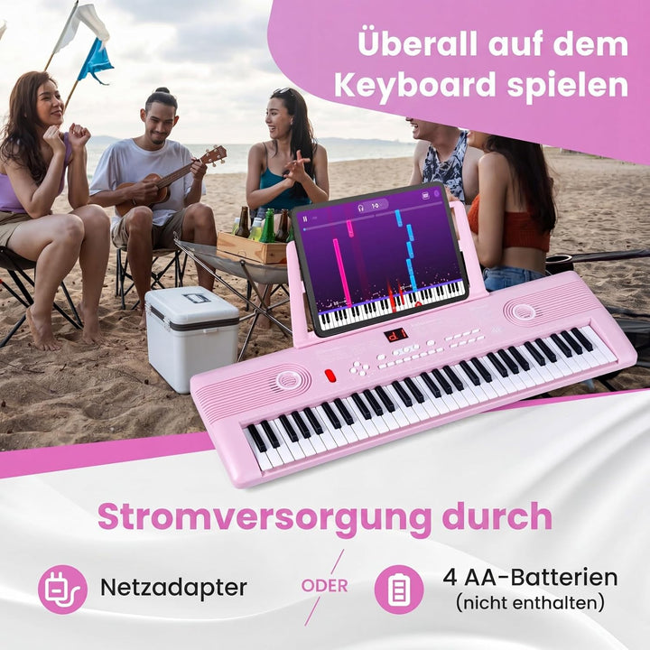 COSTWAY Keyboard Piano 61 Tasten, Digital Piano mit Ständer &amp; Mikrofon &amp; Tragetasche, E-Piano für Ei