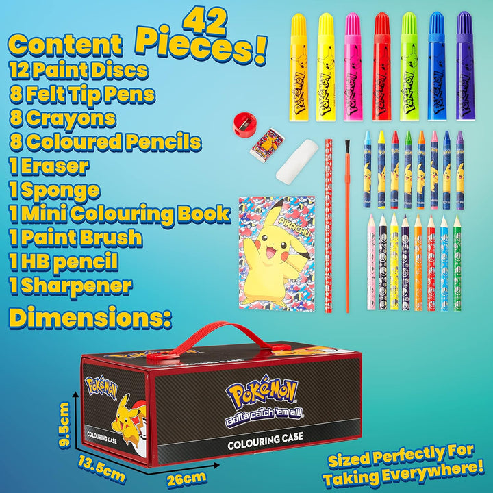 Pokemon Malkoffer Kinder Bastelset Malen Set mit Wasserfarben Filzstifte Buntstifte Wachsmalstifte P