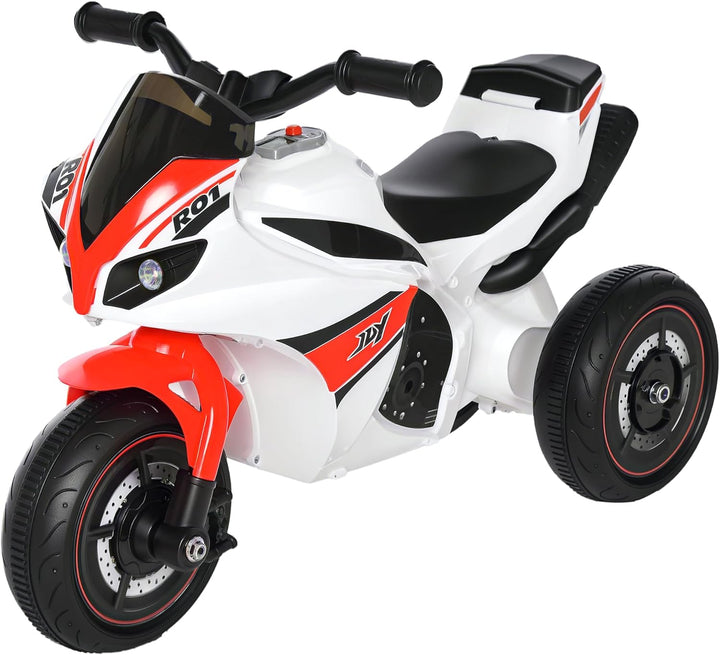 HOMCOM Rutscher Kinder-Motorad Rutscherfahrzeug Kinderfahrzeug für 18-36 Monate mit Musik Weiss 74 x