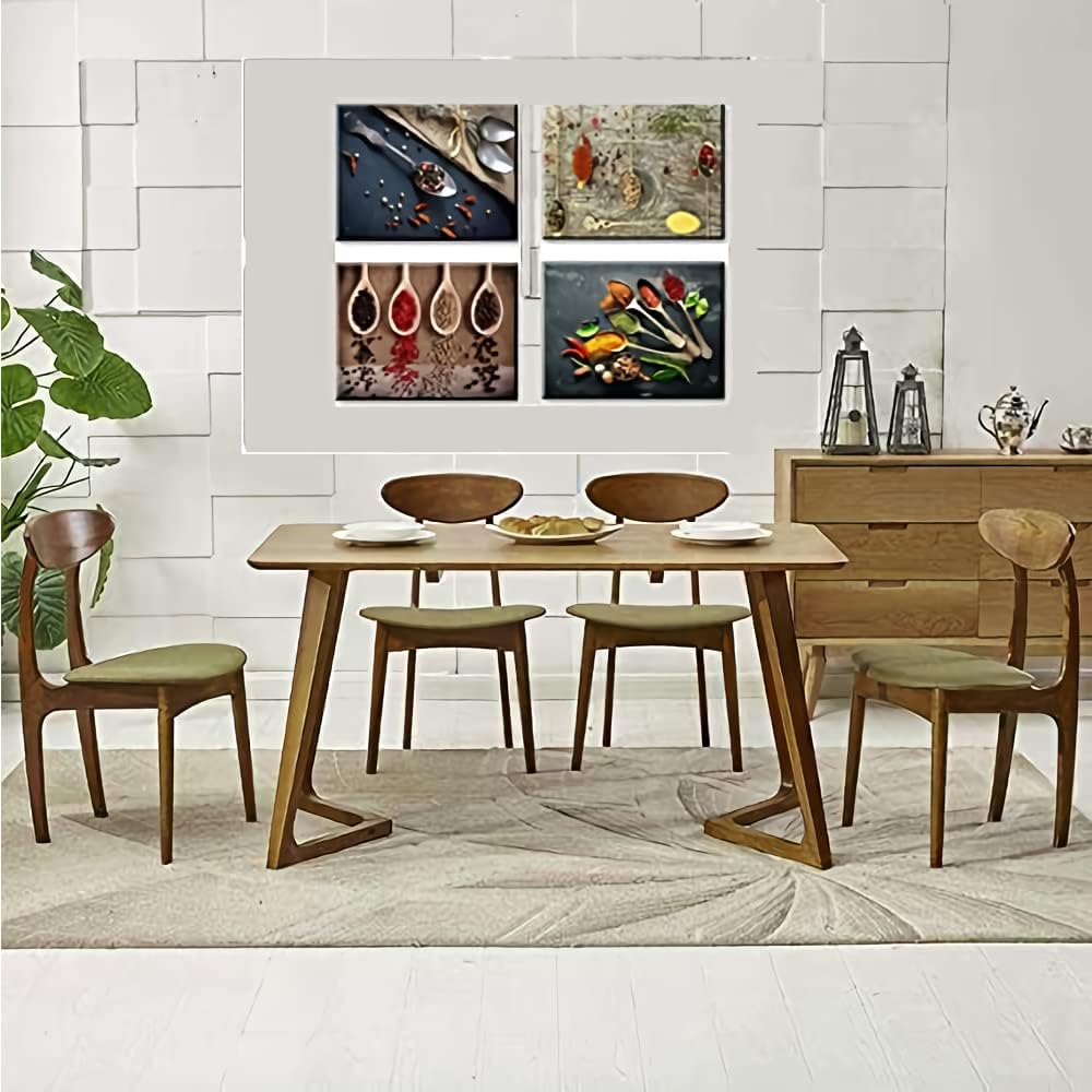 Piy Painting Wasserdichte Leinwandbild Küche Löffel Gewürzen Pfeffer Wandbild Bilder und Kunstdrucke