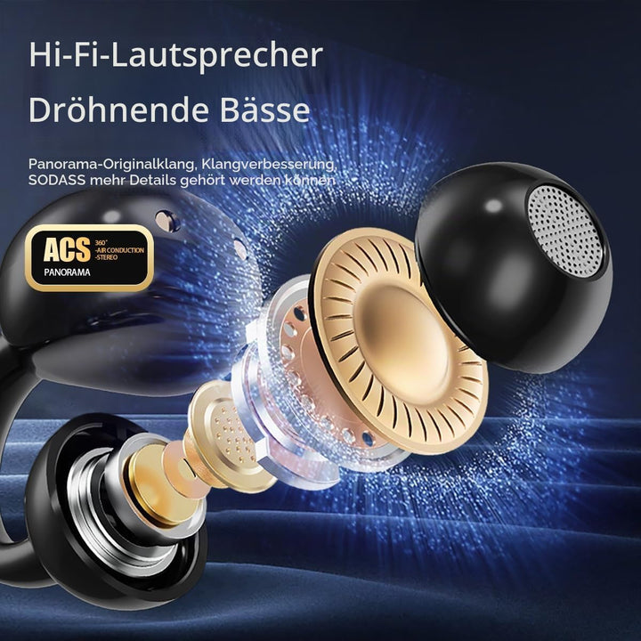 Bluetooth kopfhörer mit ohrclip, Bluetooth 5.4-Sportkopfhörer, Open Ear übersetzungskopfhörer,IPX5 w