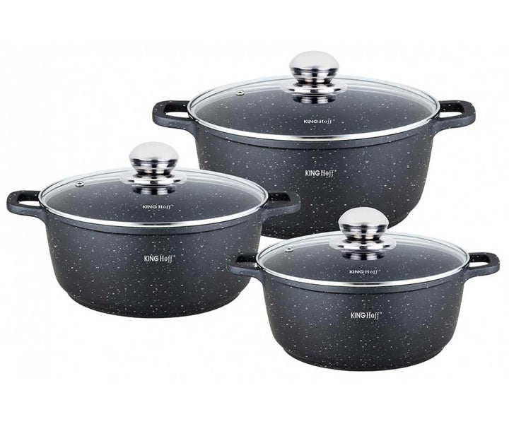 6 tlg. Topfset 3xTöpfe Antihaftbeschichtung 2,3/4,5/6.5L KINGHOFF KH-1606