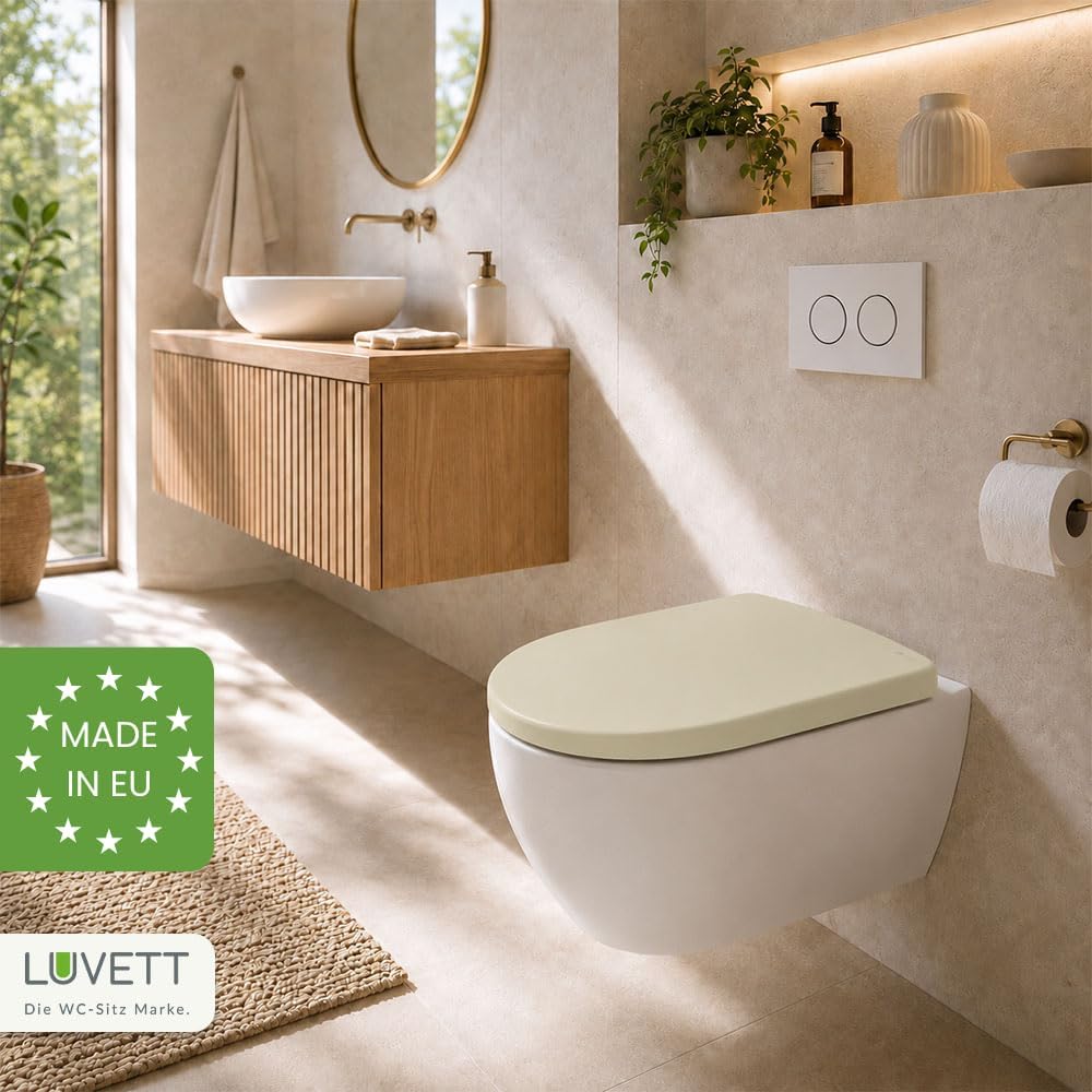 LUVETT® WC-Sitz mit Absenkautomatik C100 oval universell, Toilettendeckel mit 3 Edelstahl Montagelös