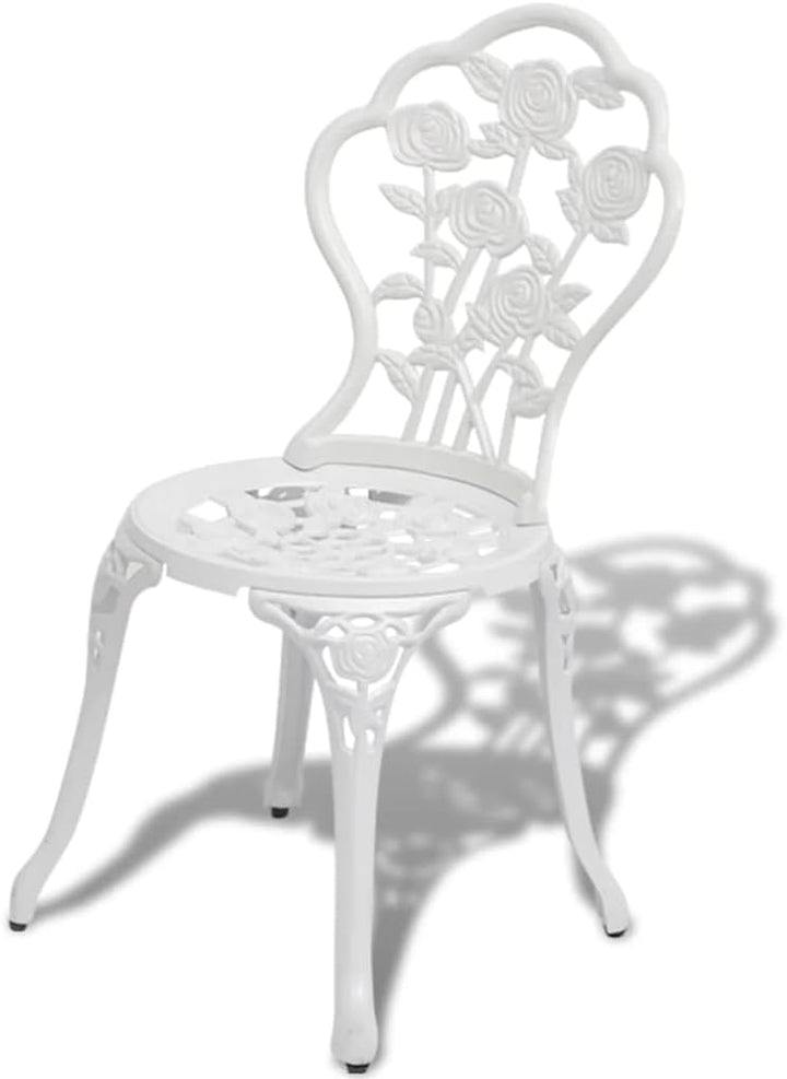 vidaXL Bistrostühle Stuhlset Gartenstuhl 2 STK. 41x49x81,5 cm Aluminiumguss Weiss, Weiss