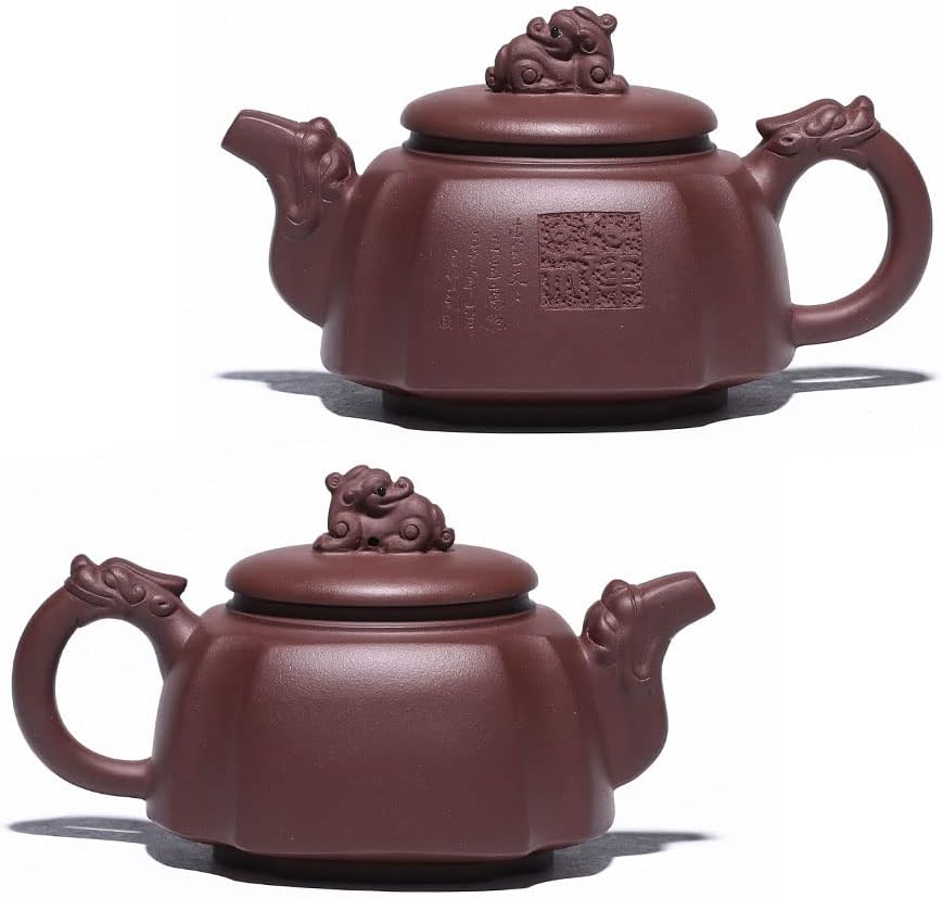 Teekanne, 300 ml, chinesischer Ton, Zisha, Zisha, Drachengriff, Löwendeckel, Gongfu, loser Tee