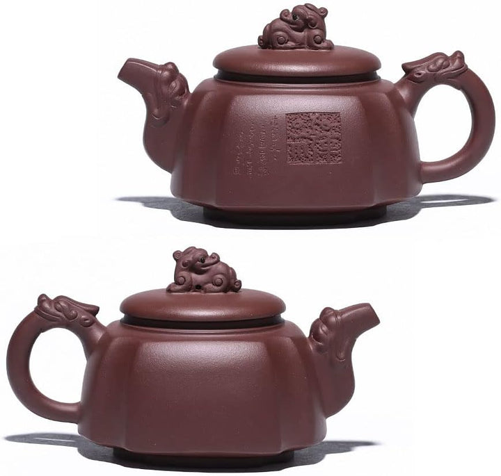 Teekanne, 300 ml, chinesischer Ton, Zisha, Zisha, Drachengriff, Löwendeckel, Gongfu, loser Tee