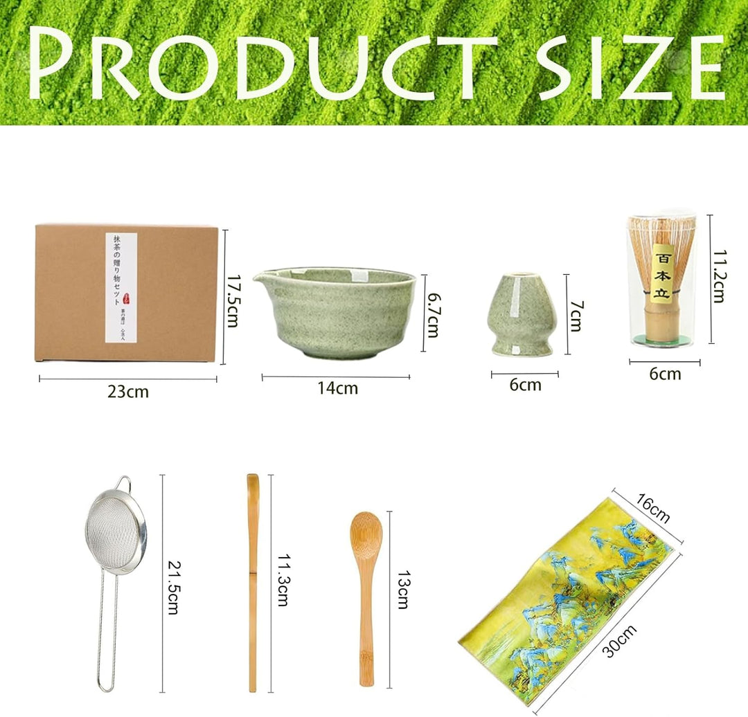 Matcha Set 7-teilig – Matcha Besen, Matcha Schale, Chasen, Löffel, Sieb, Besenhalter – Japanisches M