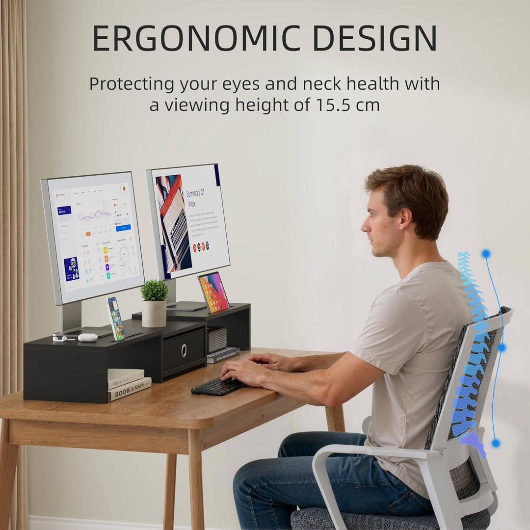 Monitor ErhöHung Schreibtisch, Monitorständer mit Schublade BildschirmerhöHung 2 Monitore Monitor St