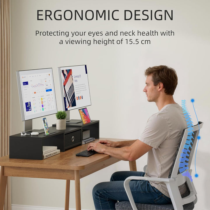 Monitor ErhöHung Schreibtisch, Monitorständer mit Schublade BildschirmerhöHung 2 Monitore Monitor St