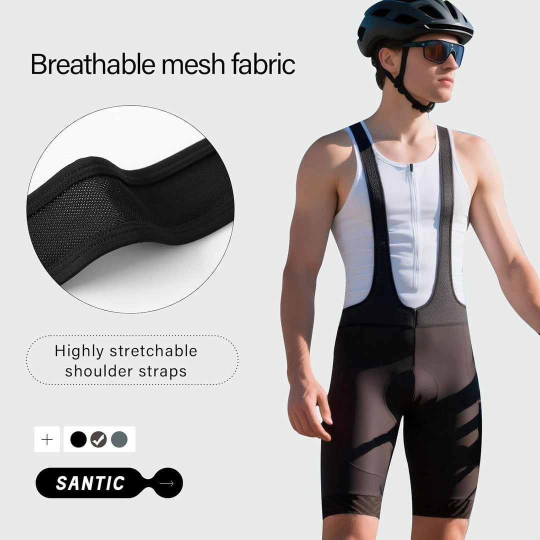 Santic Trägerhose Fahrrad Herren Fahrradhose Kurz mit Sitzpolster Radhose Herren Kurz Gepolstert S G