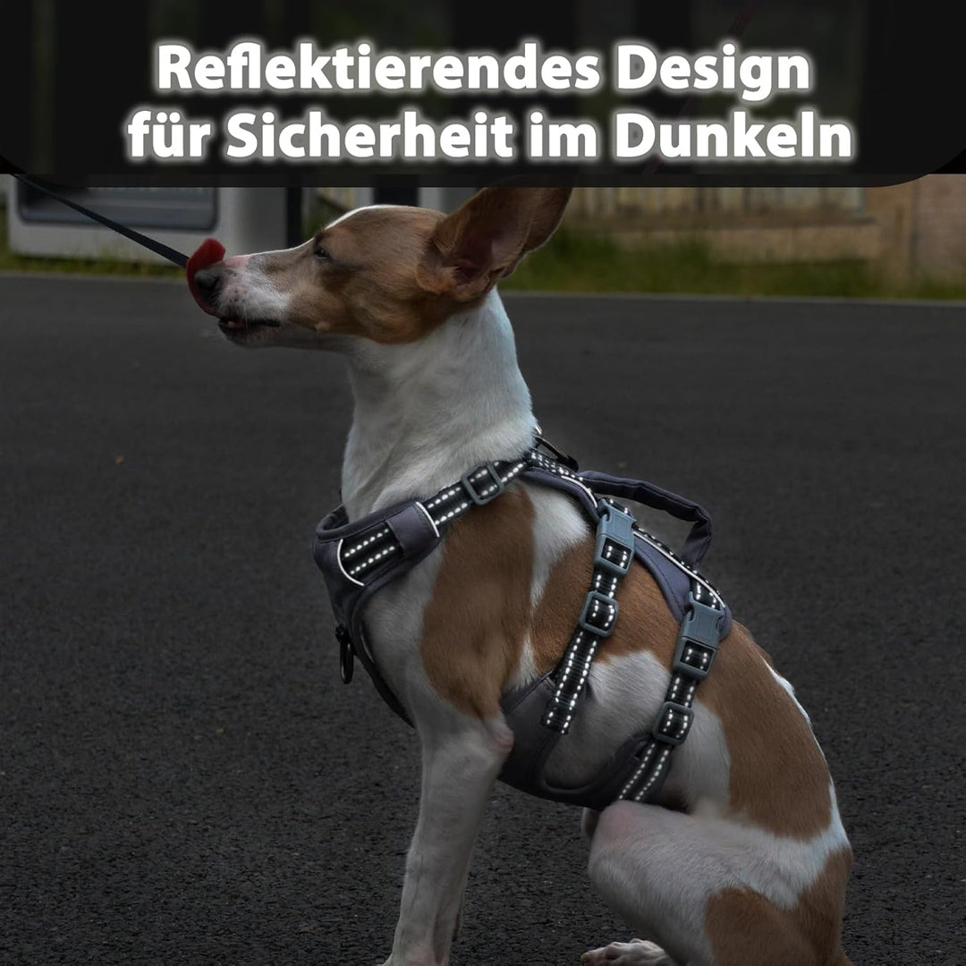 Huntboo Sicherheitsgeschirr Hund Ausbruchsicher, Panikgeschirr für Hunde, Reflektierendes Geschirr H