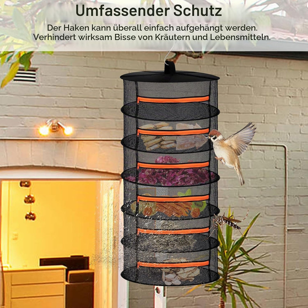 6-Lagiges Trockennetz Kräuter Kräutertrockner Hängend mit Haken Trocknen Netz Kräuternetz zum Trockn