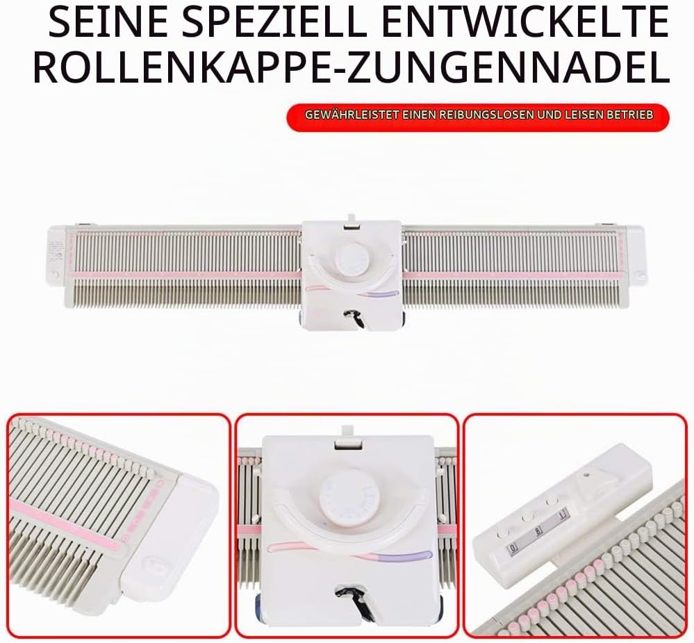 BHDD Strickmaschine, LK150 6,5 mm Mittelspur 150 Stiche Smart Weaving Loom Tragbarer Kunststoff Heim