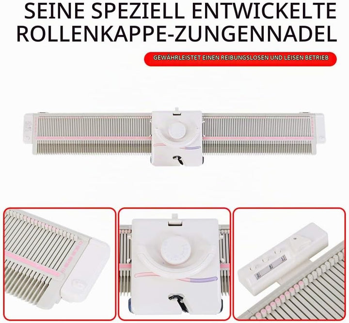 BHDD Strickmaschine, LK150 6,5 mm Mittelspur 150 Stiche Smart Weaving Loom Tragbarer Kunststoff Heim