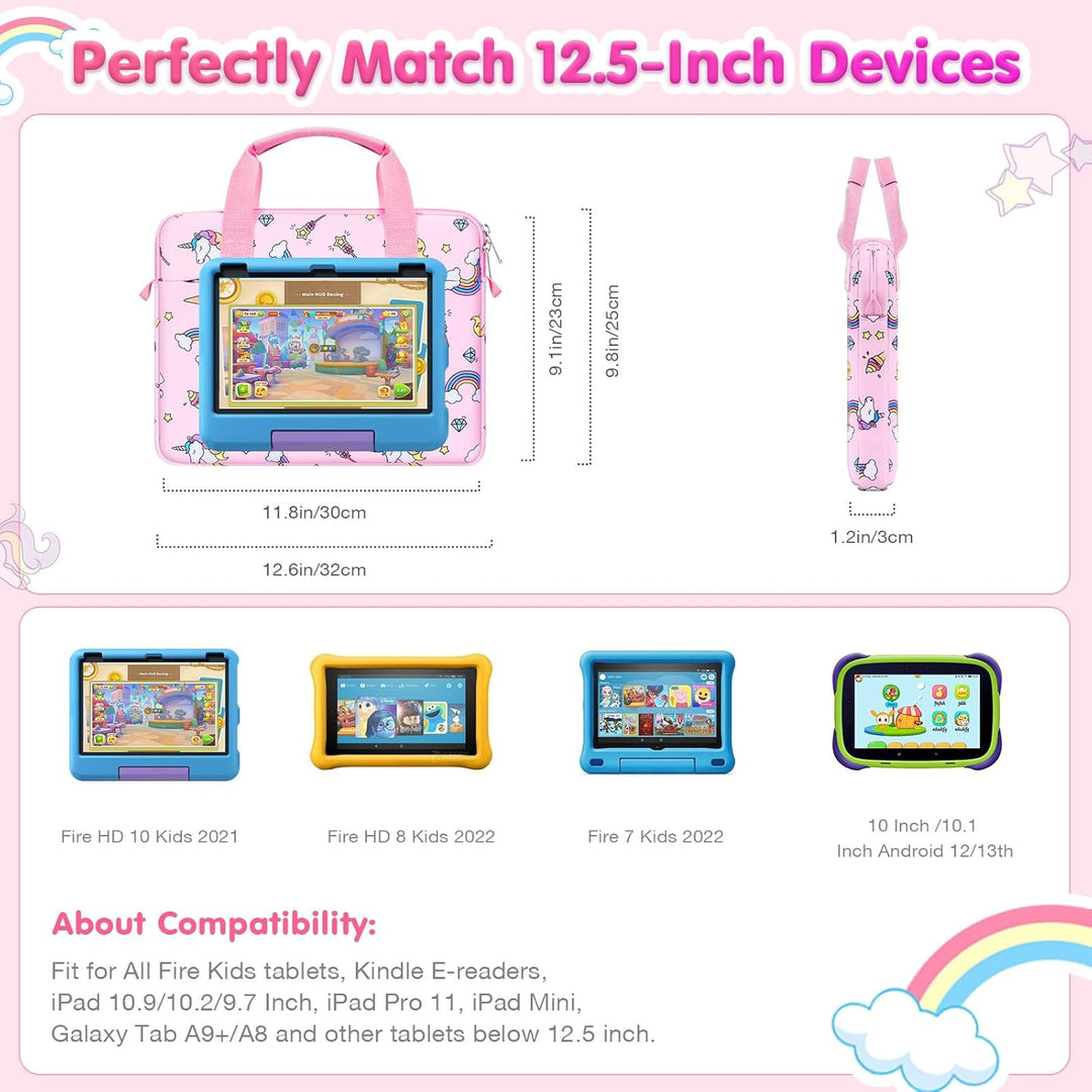 MoKo 10-12,5 Zoll Kinder Tablet Tasche Hülle für Fire HD 10 13th/11th Gen, Fire HD 8/7 Kids 2022, Ta