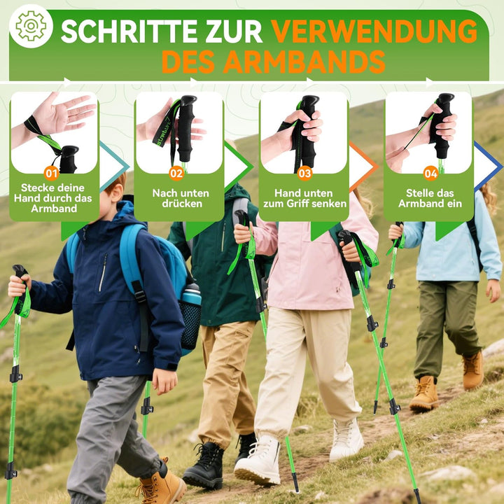 Clostnature Wanderstöcke Kinder Teleskop - Verstellbare Trekkingstöcke für Kinder, 2 Stück Leichte W