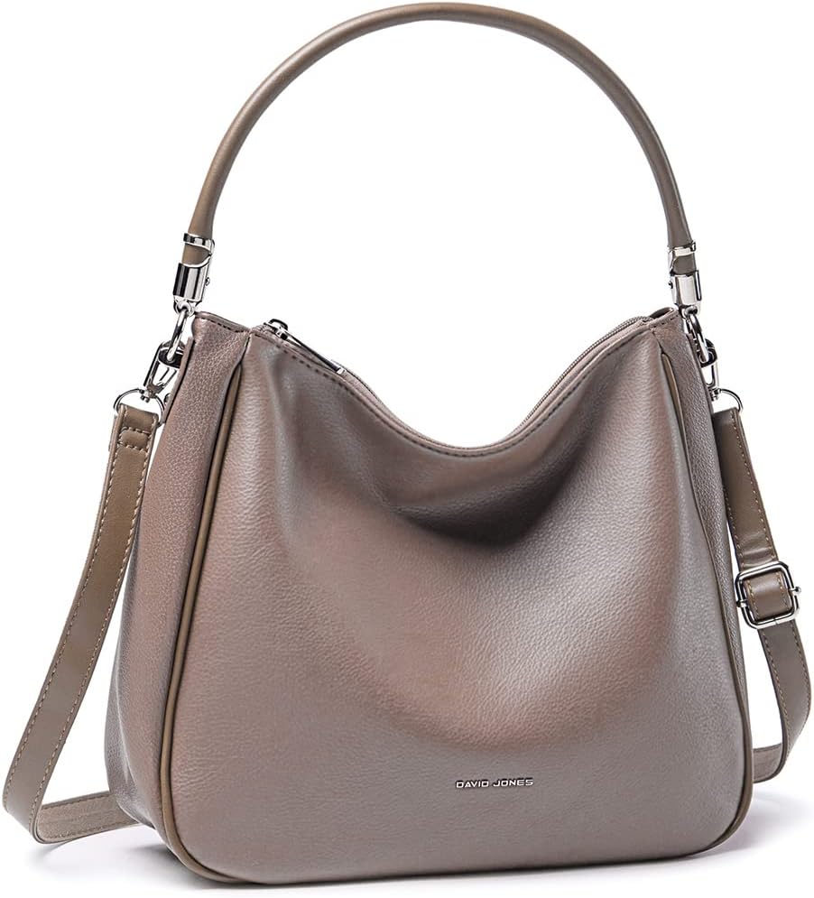 David Jones - Damen Schultertasche Hobo - Frau Umhängetasche PU Leder - Handtasche Top Griff Lange H