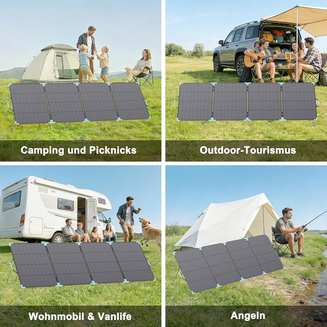 400W Bifacial Solarpanel Faltbar, Tragbares Monokristallines mit 23,5% Wirkungsgrad, IP68 Wasserdich