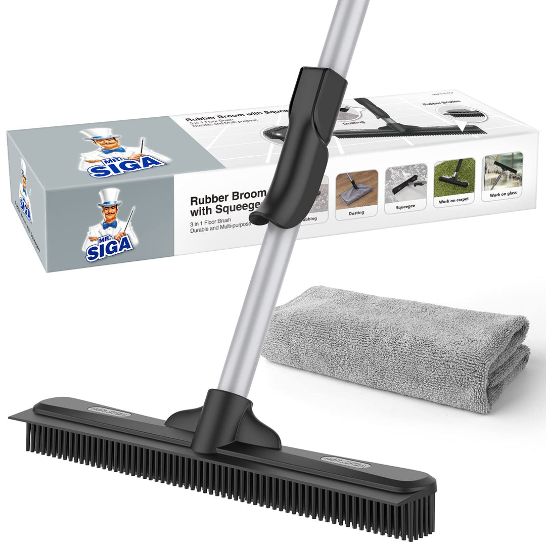 MR.SIGA Gummibesen zur Entfernung von Tierhaaren mit integriertem Abzieher, 3-in-1-Bodenbürste für T