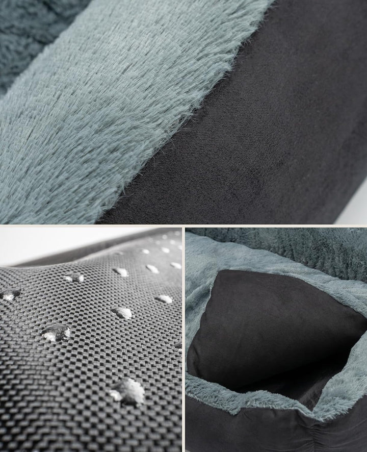 lionto Hundebett Hundekissen Hundekörbchen mit Wendekissen, (XL) 90x70 cm grau/schwarz L 90 x B 70 x