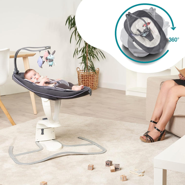 Babymoov Babyschaukel Swoon Motion Zink - inkl. 8 Melodien, 360° Sitzfläche, verstellbare Rückenlehn