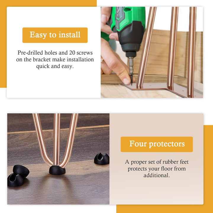 Haarnadel Tischbein 4x Hairpin Leg Möbelbein Haarnadelbeine aus Metall Tischzubehör DIY für Esstisch