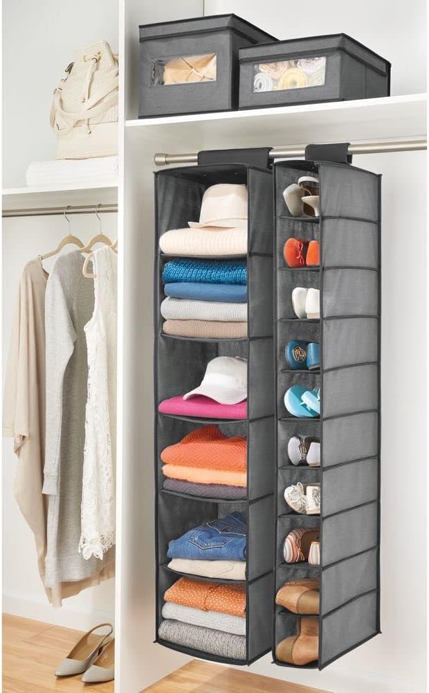 mDesign hängender Stoffschrank aus Kunstfaser – 6 Regalfächer – Hängeschrank aus Stoff für das Schla