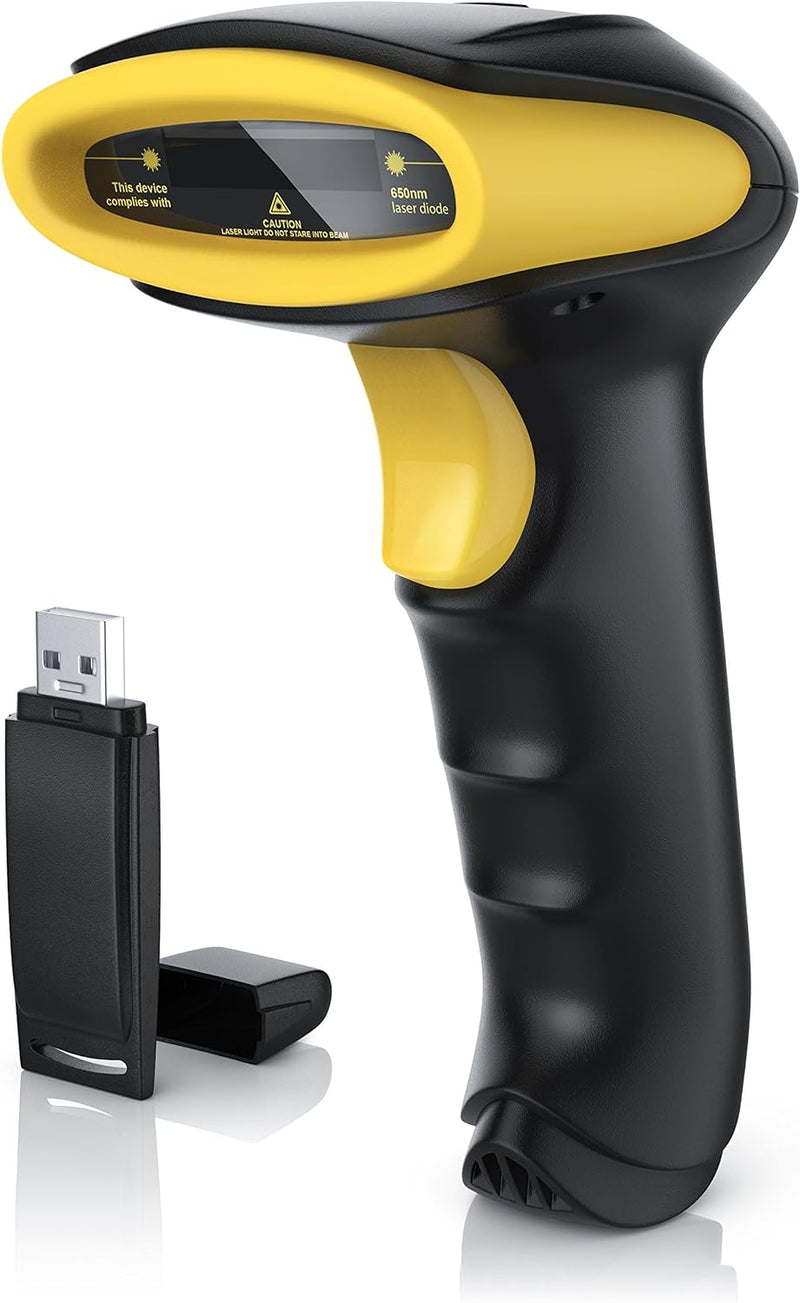 CSL - 2.4GHz Laser Barcode Scanner Wireless - kabelloser Laser Handscanner Handheld Lesegerät USB -