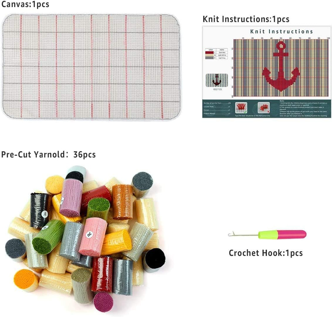 ROCKY&CHAO Knüpfhaken-Teppich-Kits, DIY, Basteln, Teppich, Teppichherstellung, Kissen, Häkelsets für