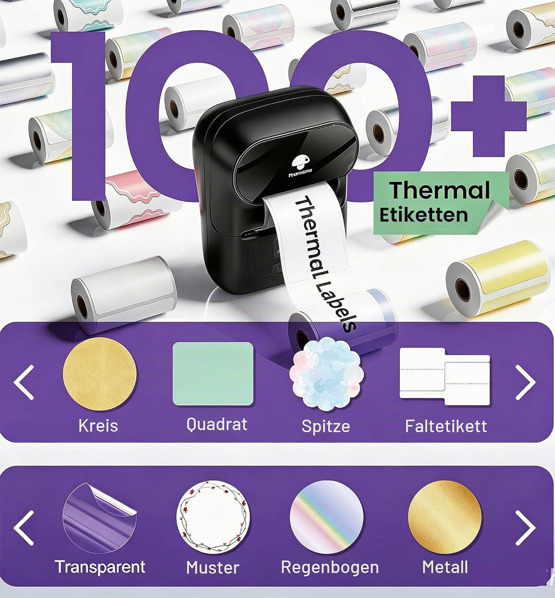 Phomemo M110S Bluetooth Etikettendrucker-Thermoetikettendrucker-M110S Tragbarer Mini-Thermo-Label-Ma