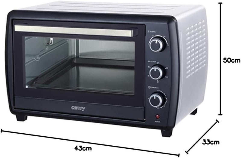Backofen 1800W 42 L mit Umluft und Drehspiess Minibackofen 250°C Timer Mini