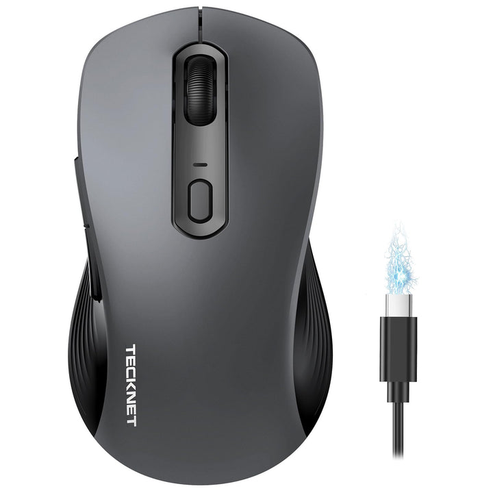 TECKNET Bluetooth Maus, PC Maus Kabellos, Wiederaufladbar Computer Maus 4800 DPI, (BT 5.0/3.0+2.4 GH