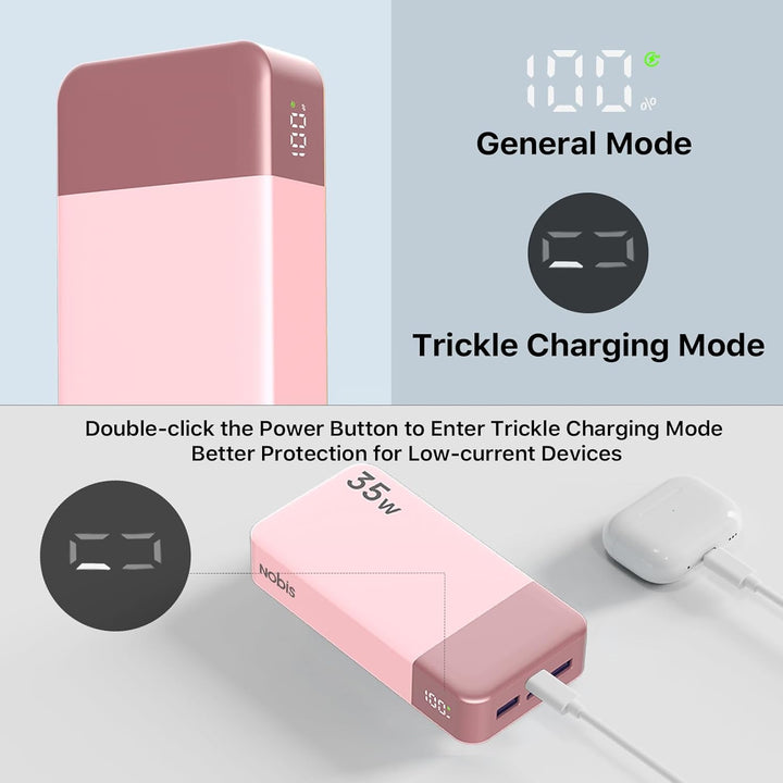 NOBIS Power Bank, Powerbank 20000mAh, 35W Externe Handyakkus Fast Charging, Externer Akku with C to
