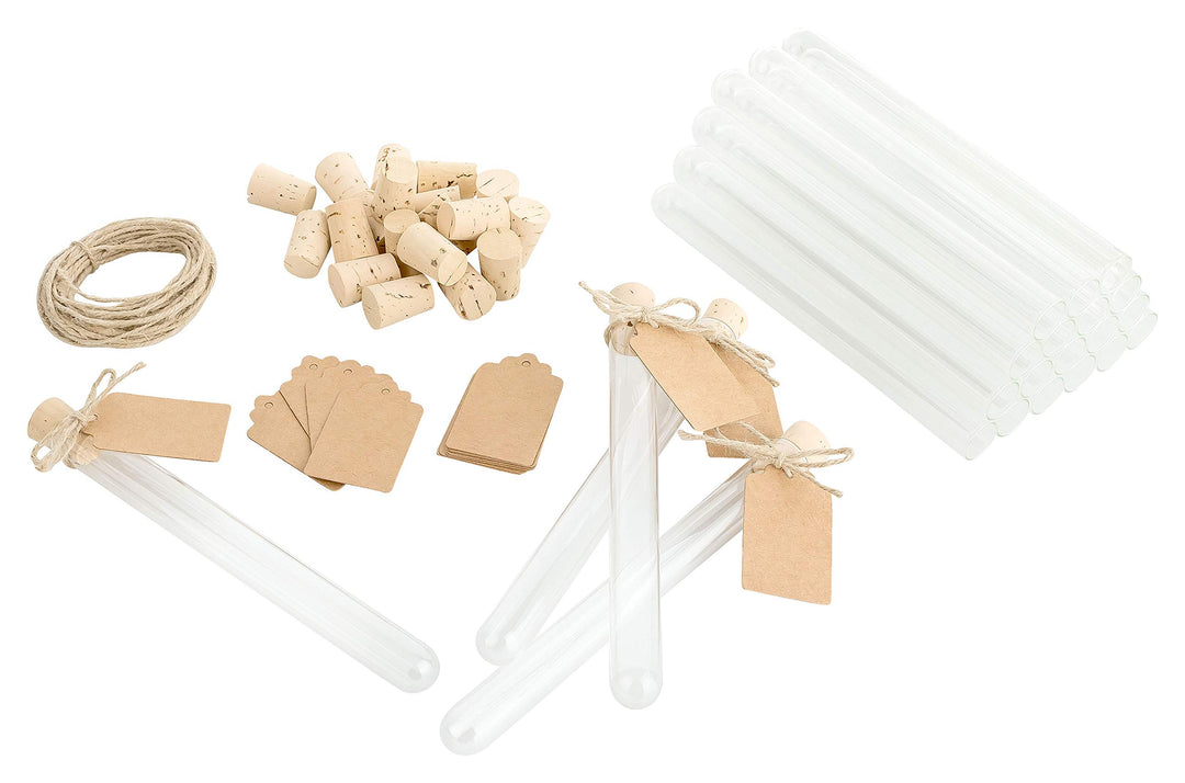 Reagenzgläser zum | Basteln & Dekorieren | Korken aus 100% Kork | Papp-Kärtchen aus recyceltem Papie