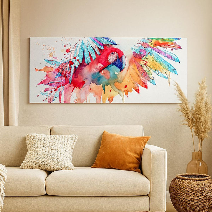 Wandbilder Dekoration Wohnzimmer Natur Malerei Papagei Kinder Panorama Bilder auf Leinwand 120x50cm
