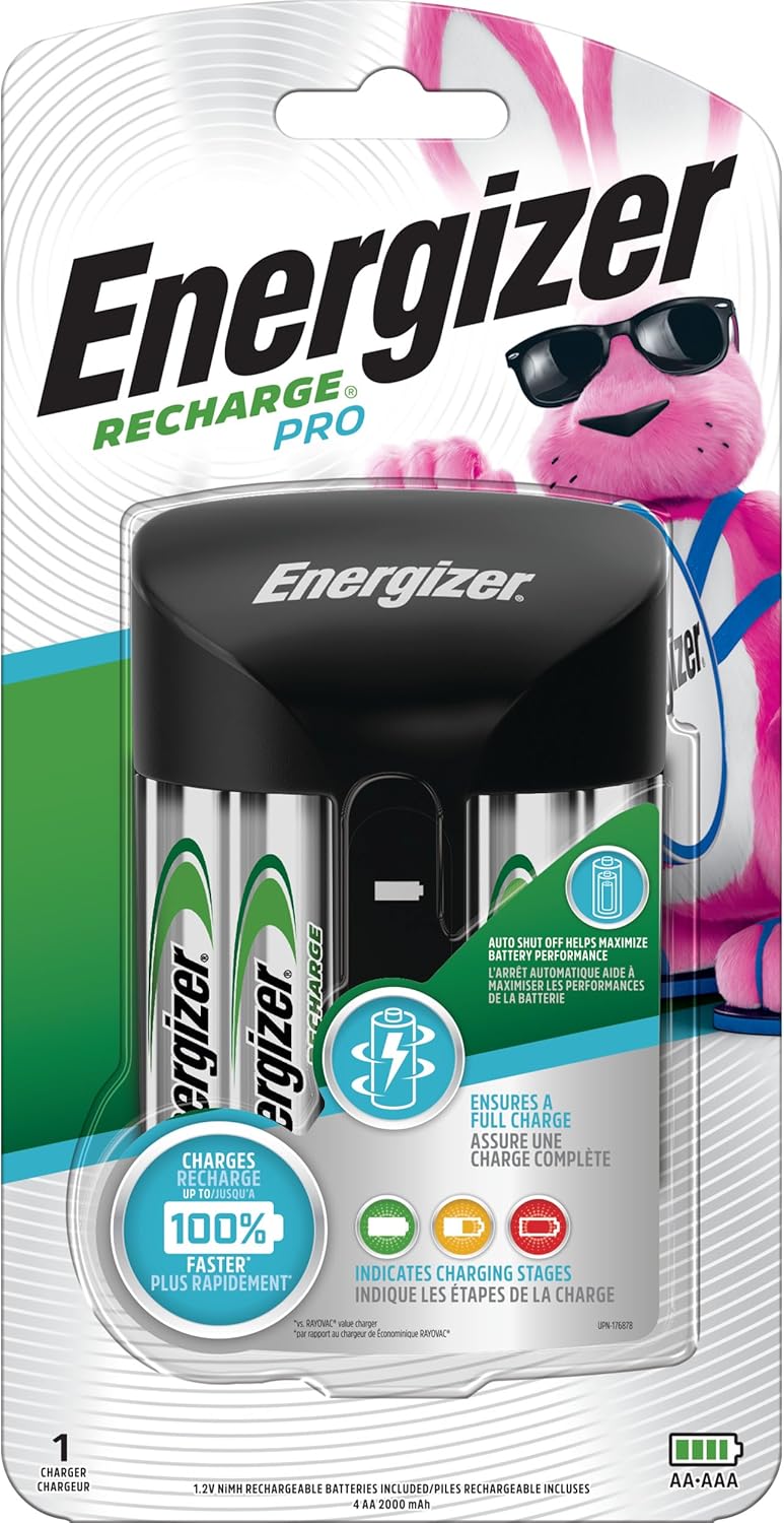 Energizer Recharge Wert Ladegerät mit 4 AA NiMH Akkus im lieferumfang enthalten Pro Charger w/ 4-AA