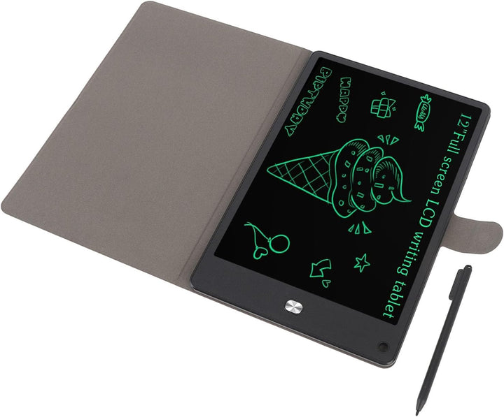 Topiky 12 Zoll LCD Tablet mit PU Hülle und Stift, Digitaler Vollbildnotiz für Kinder und Erwachsene,