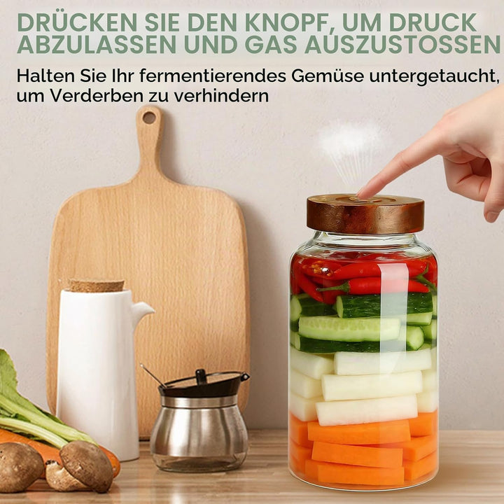 GäRbehäLter 2.8L, FermentiergläSer Kimchi BehäLter Fermentationsglas, Fermentierglas Mit Gewicht 1 A