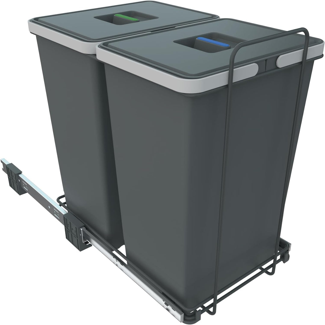 ELLETIPI Ecofil PF01 44B2 Mülleimer Mülltrennung, ausziehbar für Base, Kunststoff und Metall, Grau,