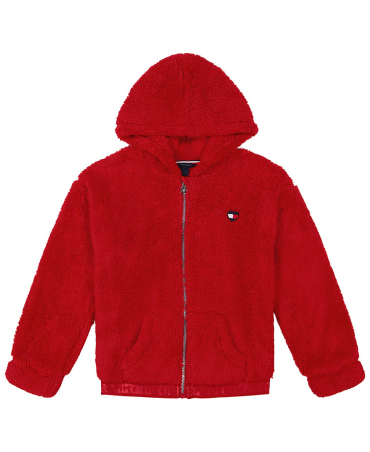Tommy Hilfiger Mädchen Full-Zip Fleece Hoodie Sweatshirt with Front Pockets Kapuzenpullover 7 Chili