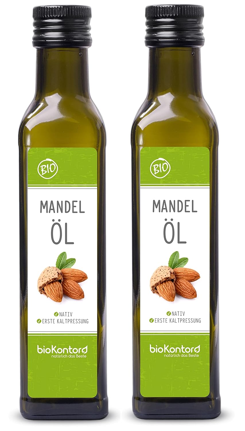 Mandelöl BIO 500 ml (2x 250 ml) I nativ und kaltgepresst I 100% natürlich I Rohkostqualität von bioK