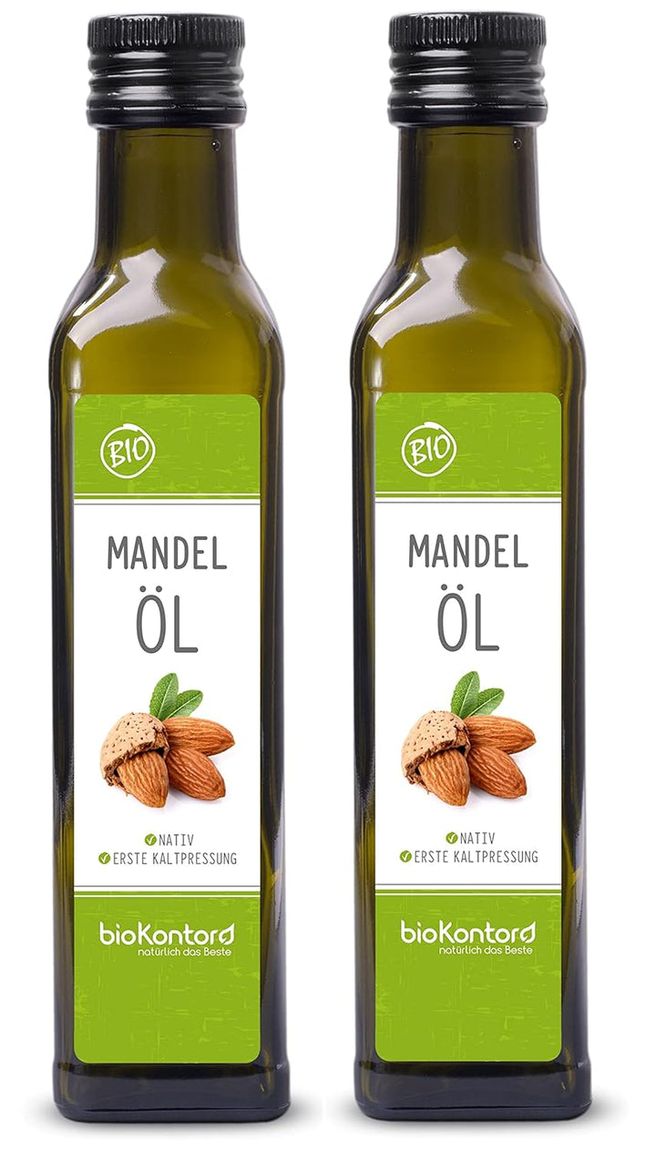 Mandelöl BIO 500 ml (2x 250 ml) I nativ und kaltgepresst I 100% natürlich I Rohkostqualität von bioK