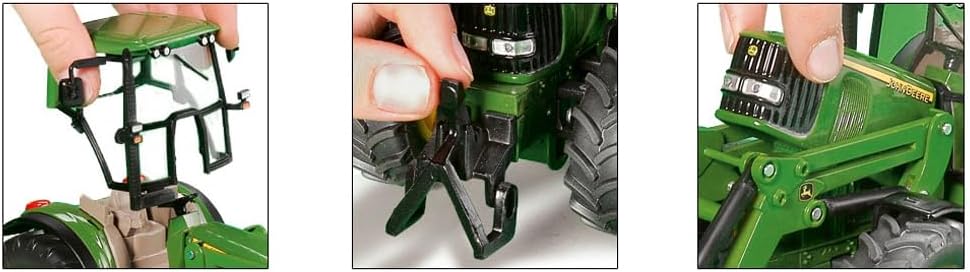 siku 3652, John Deere Traktor mit Frontlader, 1:32, Metall/Kunststoff, Grün, Beweglicher Frontlader,