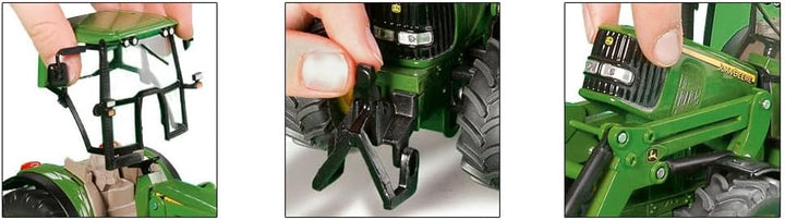 siku 3652, John Deere Traktor mit Frontlader, 1:32, Metall/Kunststoff, Grün, Beweglicher Frontlader,