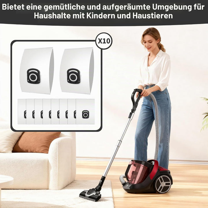 10 Stück Staubsaugerbeutel für Rowenta Hygiene + ZR200720/ ZR200520, ZR200920 für Compact Power, Pow