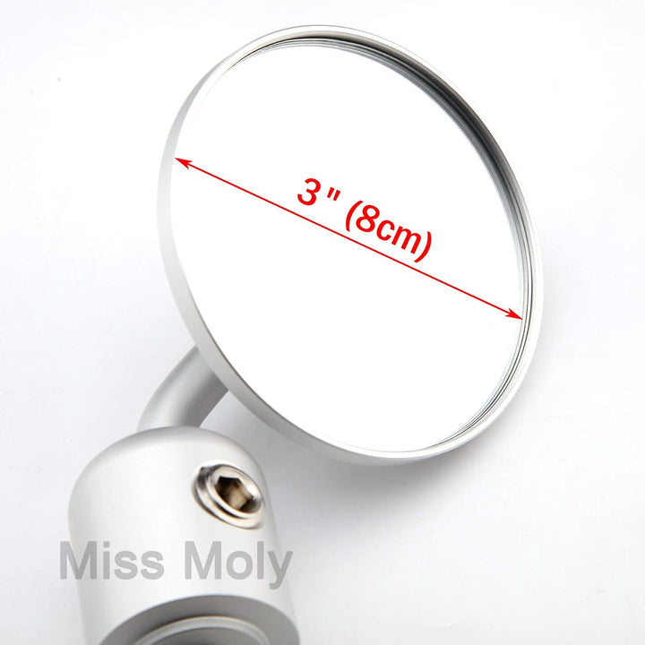 7/8 "22mm Motorrad Lenkerendspiegel 3 Zoll Runden Rückansicht Seitenspiegel für Scooter Chopper Crui