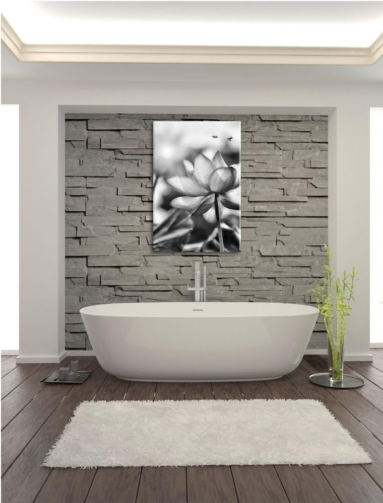 Pixxprint Lotus im Abendlicht / 100x70cm Leinwandbild bespannt auf Holzrahmen/Wandbild Kunstdruck De