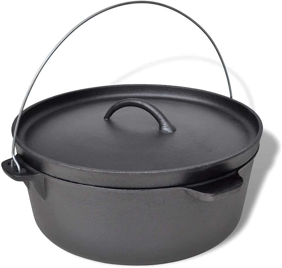 vidaXL Dutch Oven 11,3 L Gusseisen Kessel Kochtopf Bräter Feuertopf Camping 11.3 l, 11.3 l