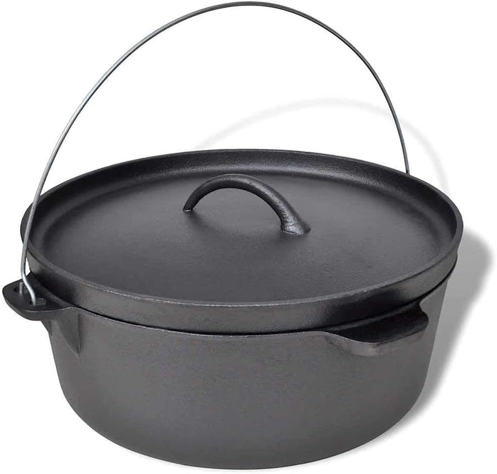 vidaXL Dutch Oven 11,3 L Gusseisen Kessel Kochtopf Bräter Feuertopf Camping 11.3 l, 11.3 l