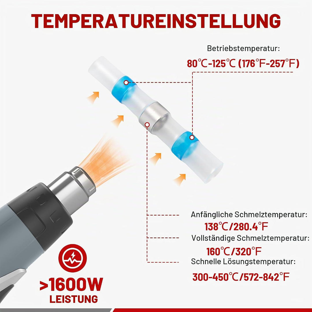 RED WOLF Lötverbinder Schrumpfverbinder 330 Stück, Stossverbinder Kabelverbinder Wasserdicht Für Kfz